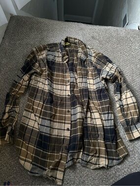 Men's Plaid Flannel Button-Down Shirt - Brown & Navy